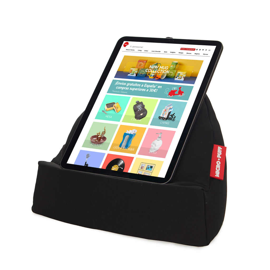 SOPORTE TABLET MICRO PUFF NEGRO POLIÉSTER/ALGODÓN - Biels Online