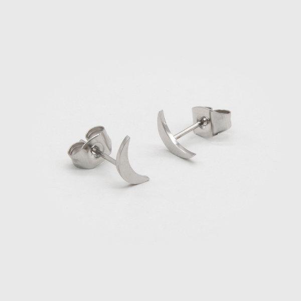 PENDIENTES LUNA PLATEADO - Biels Online